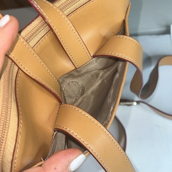 Lodis Tan Smooth Leather Slim Flat Backpack Bag - Picture 4 of 15